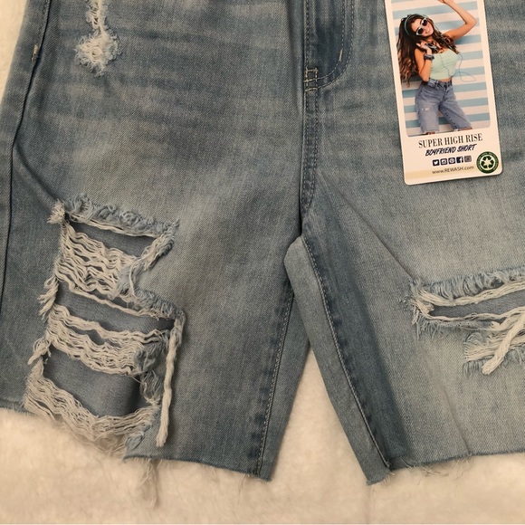 REWASH SIZE 24 SUPER HIGH RISE BOYFRIEND DENIM SHORTS VINTAGE REUNION NWT - Picture 5 of 14